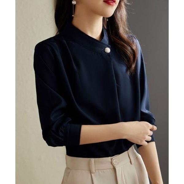ブラウス シャツ 一つボタンが上品な印象に。セレモニーにもフォーマルにも綺麗めブラウス レディース