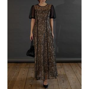 ドレス puff sleeve lace dress