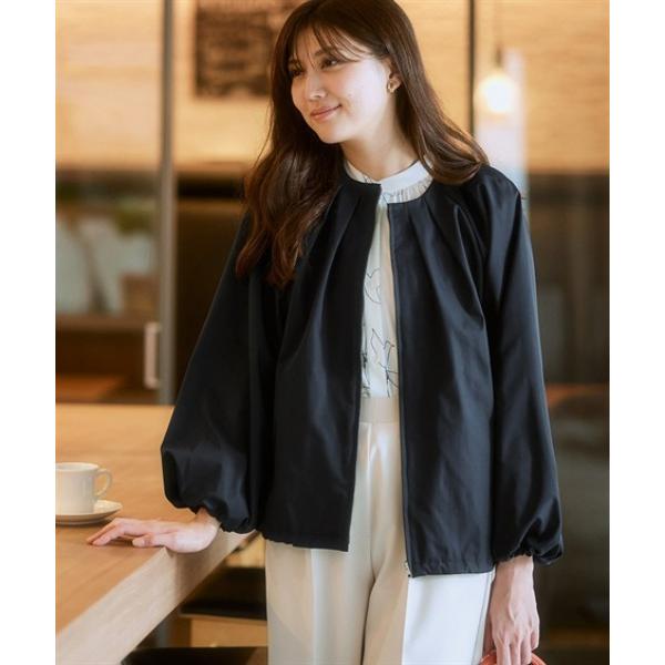 ブルゾン アウター タックノーカラーボリューム袖ブルゾン「大きいサイズ有」 レディース