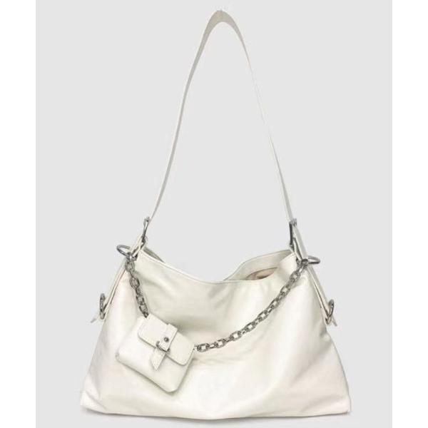 ショルダーバッグ バッグ ミニチェーンバッグ付きシルバーショルダーバッグ レディース