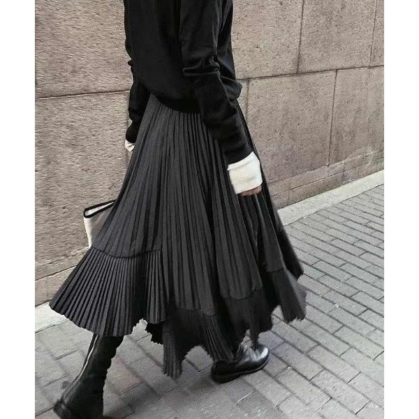スカート コーデを格上げしてくれるプリーツシアーティアードスカート　フリルロングスカート