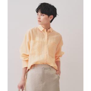ブラウス シャツ 「andGIRL掲載」麻混シアーダブルポケットシャツ「洗濯機洗い可」 レディース