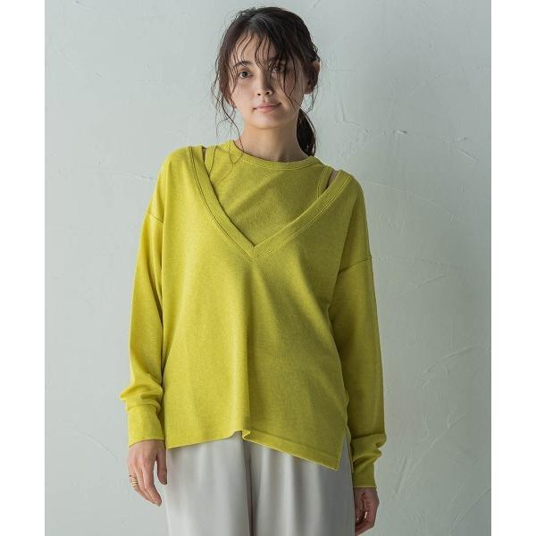 tシャツ SET　スラブジャージタンクトップ+深Vネックプルオーバー レディース