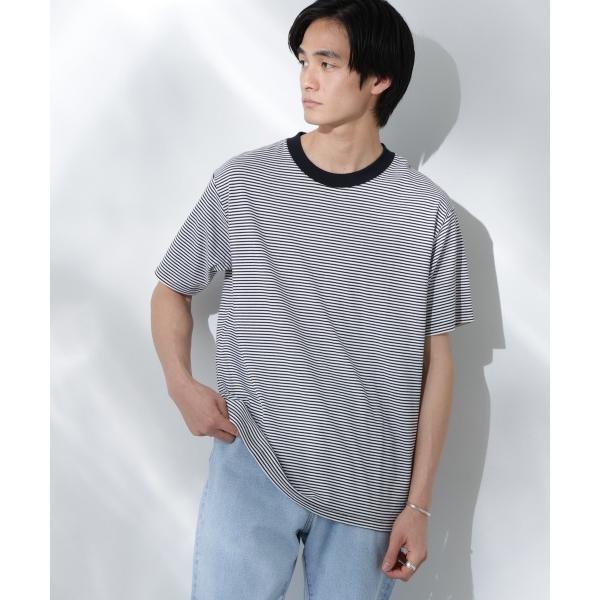 tシャツ Anti Soaked(R)  汗染み防止 ボーダーミドルシルエットTシャツ メンズ
