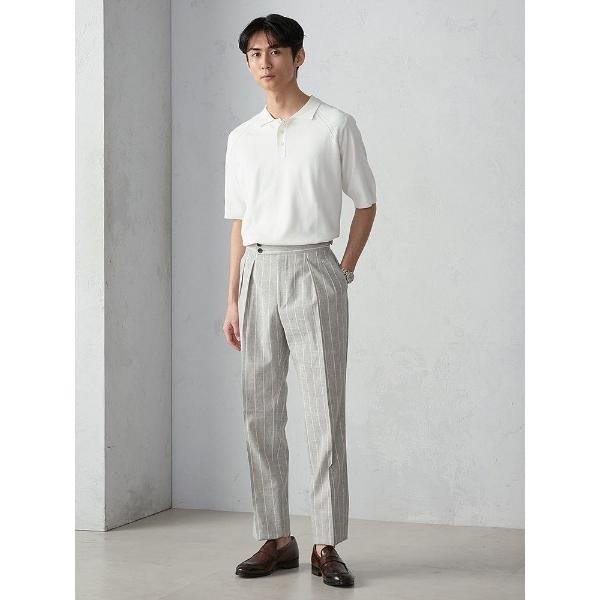 ポロシャツ TRANS CONTINENTS　白ボタンBIZニットポロシャツ　オフホワイト/ベージュ...