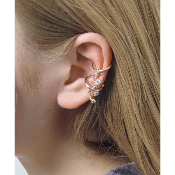 イヤーカフ バーベル × キュービックジルコニア セット イヤーカフ レディース