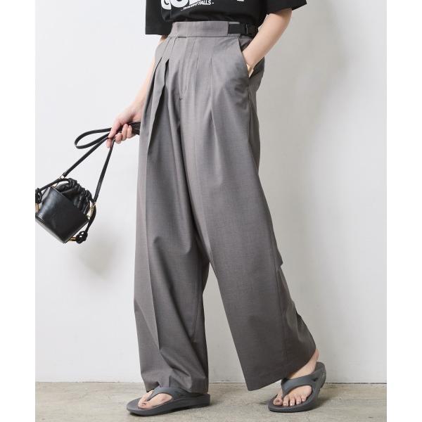 ワイドパンツ スラックス パンツ タックワイドパンツ「大きいサイズ有」シックスタイル レディース