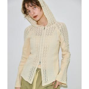 パーカー コットンレースフーディTOP レディース