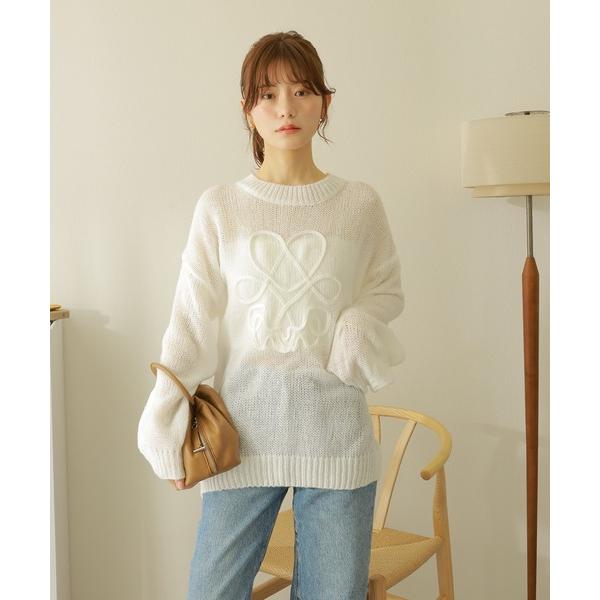 ニット セーター cord embroidery sheer knit /コード刺繍 デザイン オー...