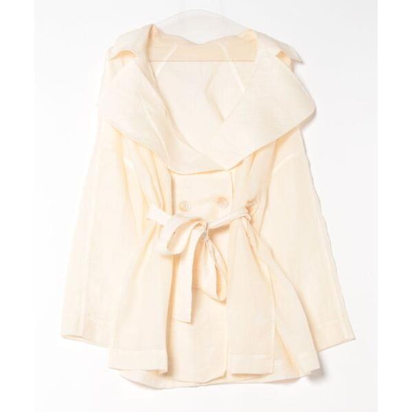 ワンピース ruffle collar sheer jacket /ラッフルカラー ベルト付き シア...