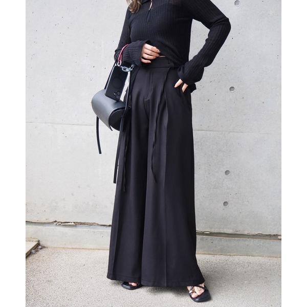 ワイドパンツ スラックス パンツ high waist tuck wide pants /ハイウエス...