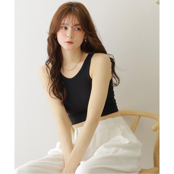 タンクトップ ノースリーブ rib cropped bra top /アメスリ リブ クロップドタン...