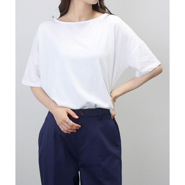 tシャツ オーガニックコットンボートネックワイドプルオーバー レディース