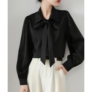 ブラウス シャツ ボウタイリボンブラウス レディース