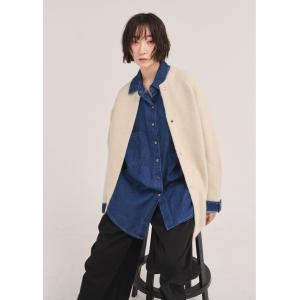 ノーカラーコート コート ラクーンミックスコート レディース