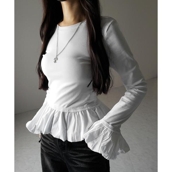 「 ２color 」裾バルーンフリルカットソートップス ／ hem balloon frill cu...