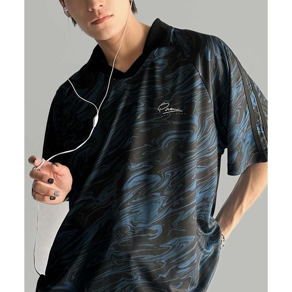 tシャツ 「JaVaジャバコラボ」「私戦を制す。」ラインストーン使い総柄ゲーム半袖Tシャツ メンズ