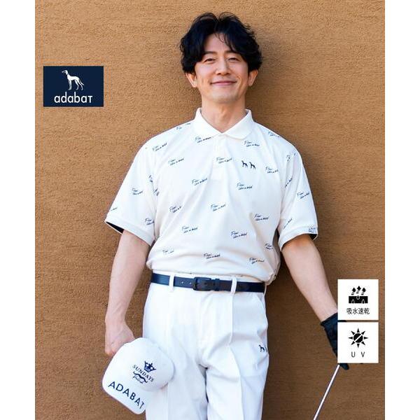 ポロシャツ UVカット/吸水速乾 櫻井貴史 adabatNAVYコラボバーディーポロシャツ メンズ