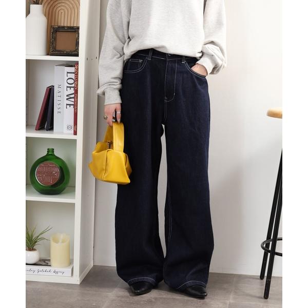 ジーンズ デニム デニムパンツ ワイドデニムパンツ コットン100％ スラブデニム レディース