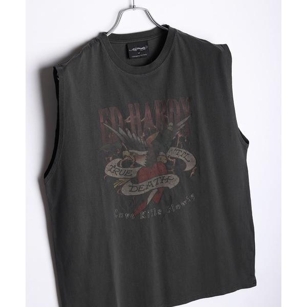 タンクトップ EdHardy ピグメント加工 ビッグシルエット ノースリーブＴシャツ メンズ レディ...