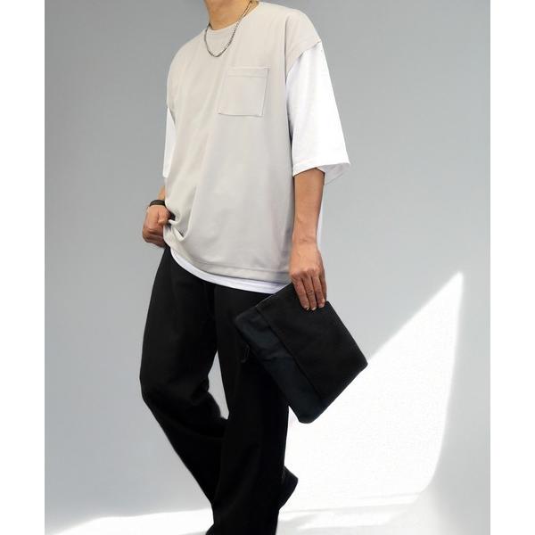 tシャツ オーバーサイズ ベスト風 Tシャツ 無地 カットソー メンズ レディース