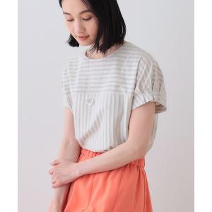 ブラウス シャツ 「洗える/ストライプ柄」袖タッ...の商品画像