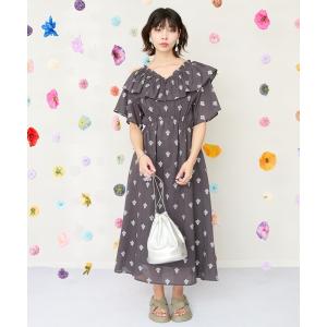 ワンピース 「INDUS luxury for JETSET SOLO PLUS」ホイルプリントVネックフレアワンピース
