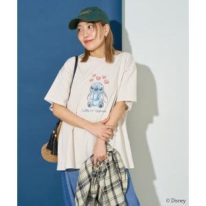 tシャツ 限定展開/別注/Stitch/スティッチ ハート プリント 半袖 Tシャツ レディース