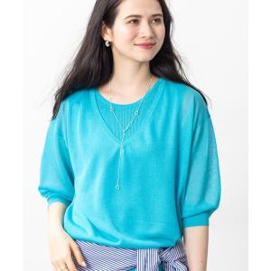 ニット セーター 「洗える／シアーラメ」レイヤード風ニット レディース