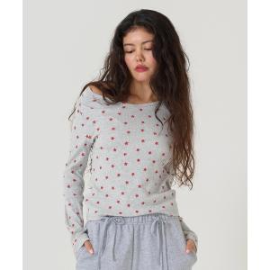 tシャツ ショルダー開き スタープリントロンT TINA：JOJUN レディース