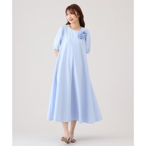 snc ローズティアラ Rose Tiara ワンピース 46 紺 ピンク 半袖