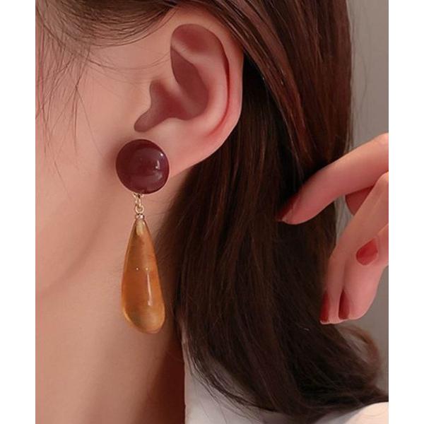 ピアス べっ甲風ドロップピアス レディース