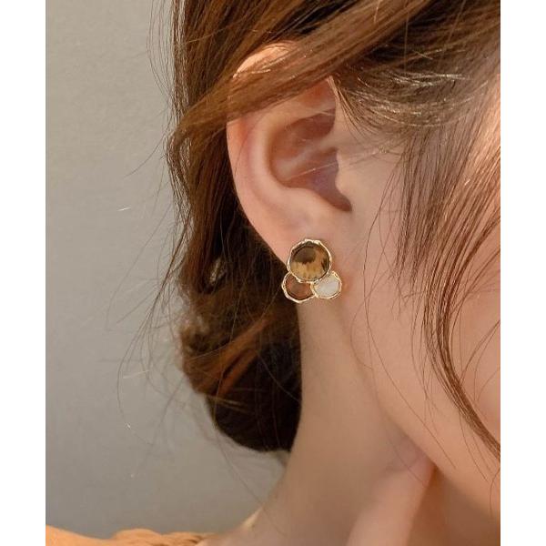 ピアス ヒョウ柄カラーブロックピアス レディース