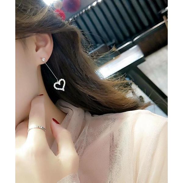 ピアス キラキラガーリーハートロングピアス レディース