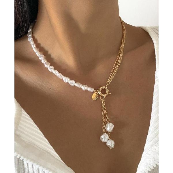 ネックレス パールコンビチェーンネックレス レディース