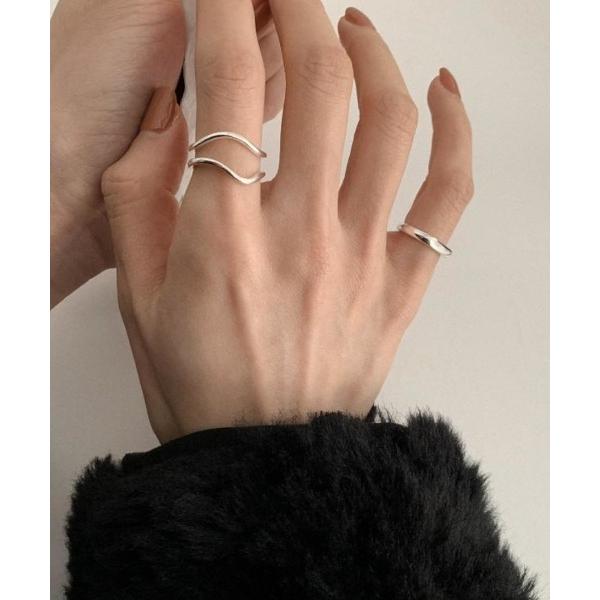 指輪 リング 変形ダブルデザインリング＆ピンキーセットリング レディース