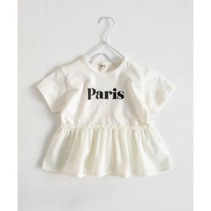 tシャツ 「WEB限定/DRC/綿100％」異素材切替ロゴ半袖Tシャツ キッズ 子供服 女の子