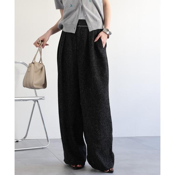 パンツ サマーツイードタックワイドパンツ レディース