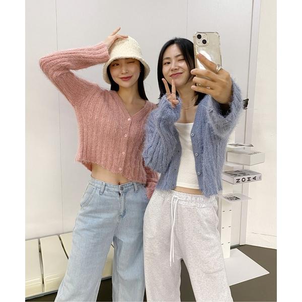 「by muni:r」 ニットカーディガン FREE ピンク レディース