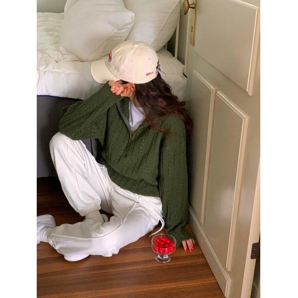 「MINS MINIS」 長袖ニット FREE カーキ レディース