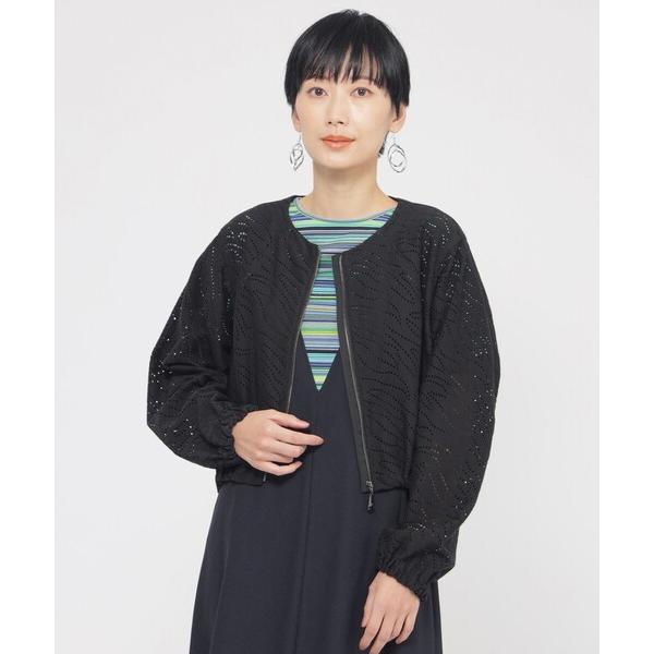 ブルゾン アウター 「ウォッシャブル」パンチングゼブラショートブルゾン レディース