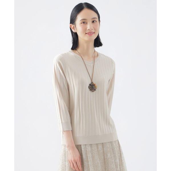 ニット セーター 「ウォッシャブル」ヴィスコースストレッチVネックプルオーバー レディース