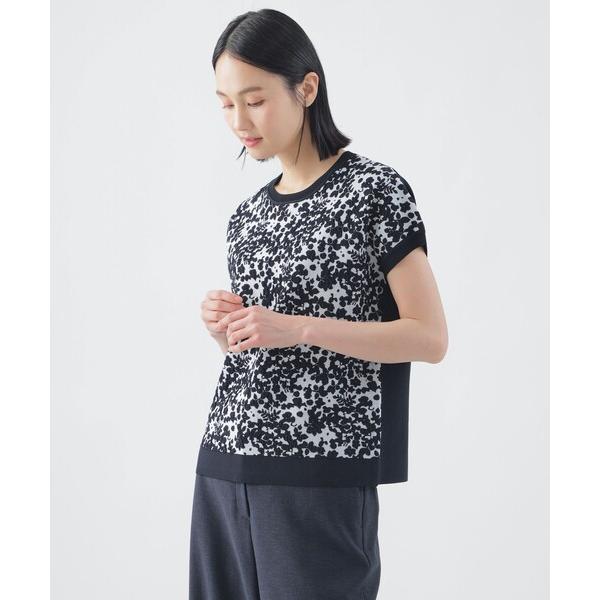 ニット セーター 「ウォッシャブル」ヴィスコースストレッチフレンチスリーブジャカードニット レディー...