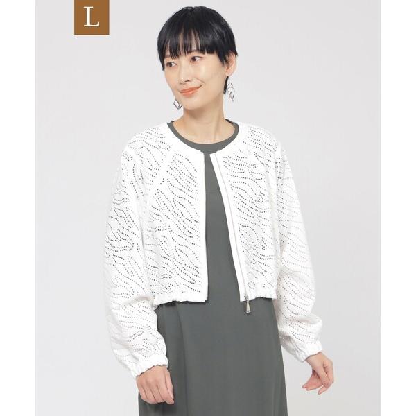 ブルゾン アウター 「L」「ウォッシャブル」パンチングゼブラショートブルゾン レディース