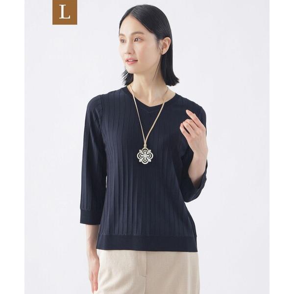 tシャツ 「L」「ウォッシャブル」ヴィスコースストレッチVネックプルオーバー レディース