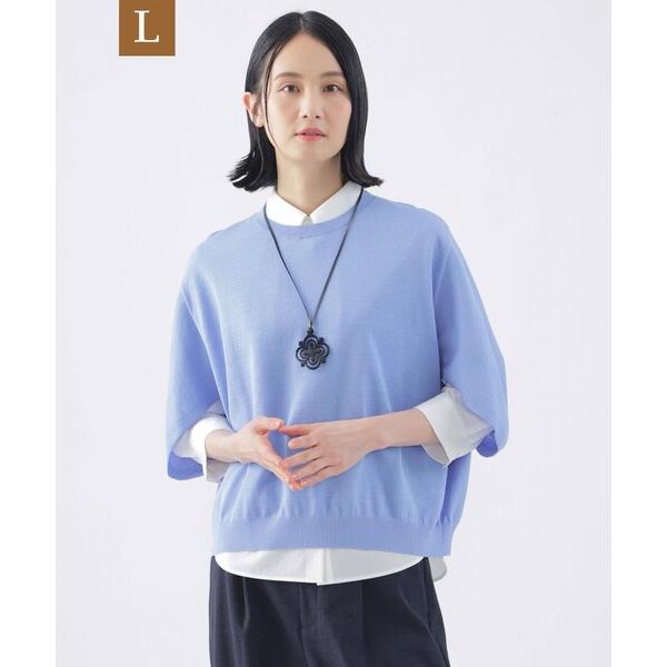 ニット セーター 「L」「ウォッシャブル」コットンギマクルーネックニット レディース