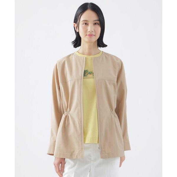 ブルゾン アウター 「はっ水」「ウォッシャブル」T/Cタッサーノーカラーブルゾン レディース