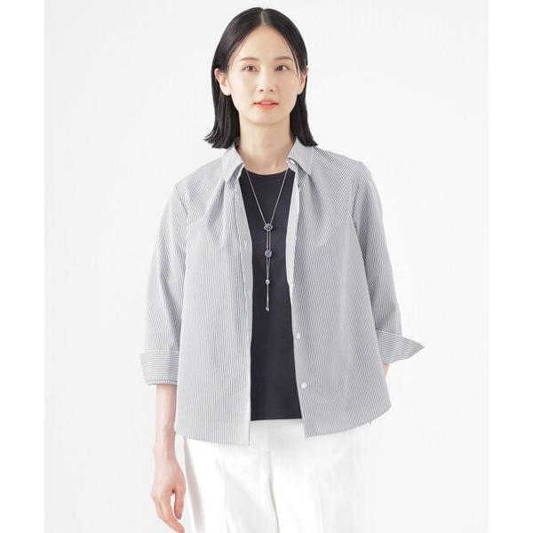 ブラウス シャツ 「接触冷感」「UV対策」「ウォッシャブル」ファンクションタイプライターストライプシ...