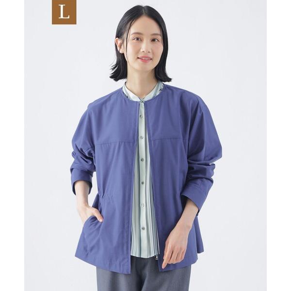 ジャケット ノーカラージャケット 「L」「はっ水」「ウォッシャブル」T/Cタッサーノーカラーブルゾン...