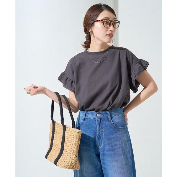 tシャツ 限定展開　ワッフル フリル 袖トップス レディース